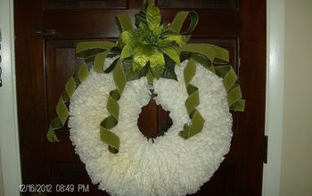 This is my version of the coffee filter wreaths that are popular now. I made it for my Mother's door at Christmas.