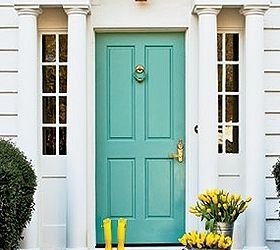 how to add instant curb appeal stunning front door ideas, curb appeal, doors, Is there a more perfect color than turquoise What a happy way to come home