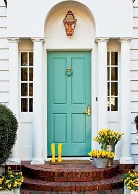 how to add instant curb appeal stunning front door ideas, curb appeal, doors, Is there a more perfect color than turquoise What a happy way to come home