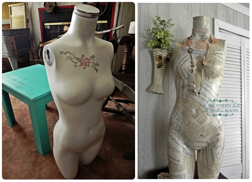 before and after paint projects small furniture, chalk paint, painted furniture, I also fell in love with Miss Lolita a mannequin who got a decoupaged makeover