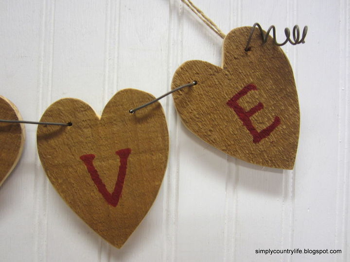 rustic valentine banner made form scraps, crafts, repurposing upcycling, seasonal holiday decor, valentines day ideas