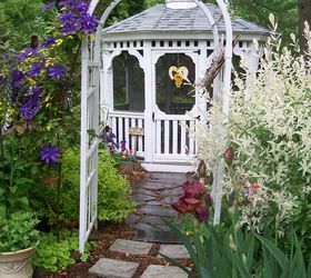 spring fever, flowers, gardening, hydrangea, outdoor living, Early May by the gazebo clematis iris and variegated willow