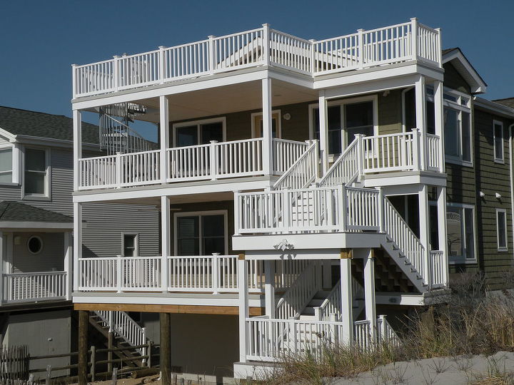 this was an existing oceanfront duplex that was failing the existing home was torn, decks, flooring, home improvement, outdoor living, House Raise Major Renovation