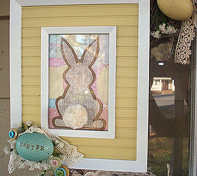 blogs and hometalk inspired vintage easter wreath, easter decorations, seasonal holiday d cor, wreaths, A thrift store frame and a bunny made with scrapbook papers and using a template that I found on 504 Main blog