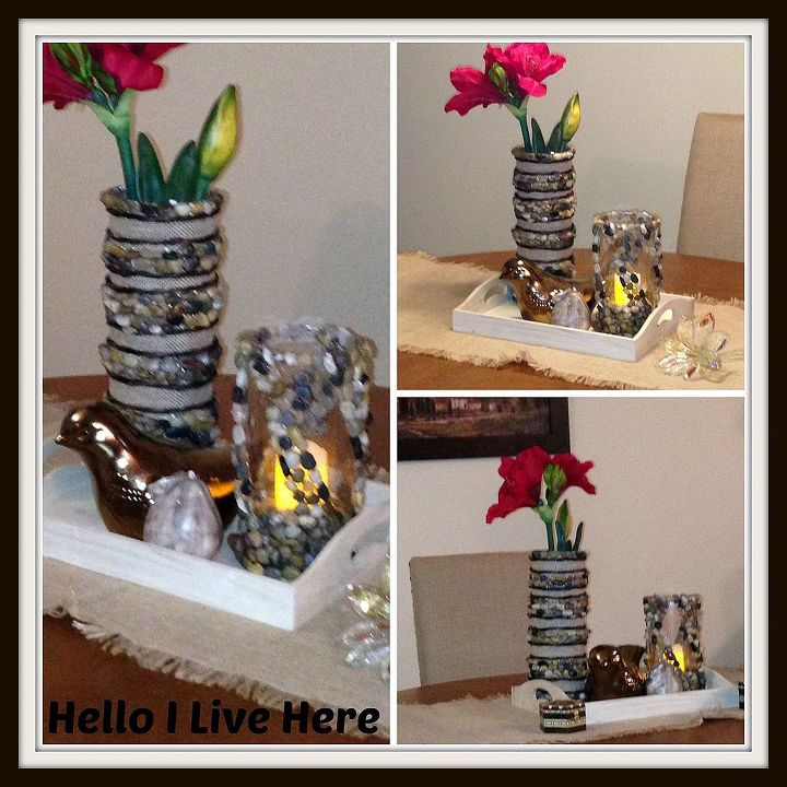 easy diy vase candle set, crafts, Finished Easy DIY Vase Candle Set for you table Made by Hello I Live Here