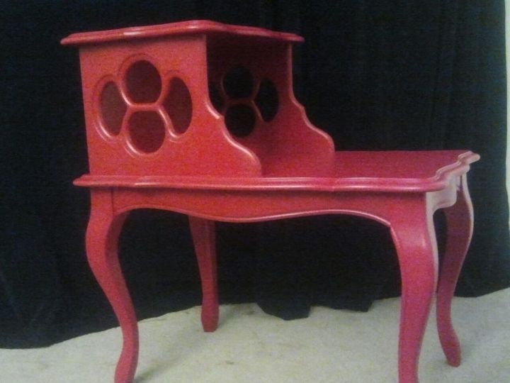 red side table, painted furniture, repurposing upcycling, Step table in Valspar Cut Ruby