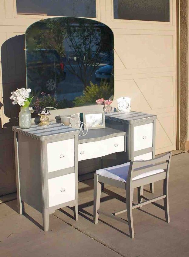 refurbished chevron waterfall vanity, painted furniture, Is nt she a beauty