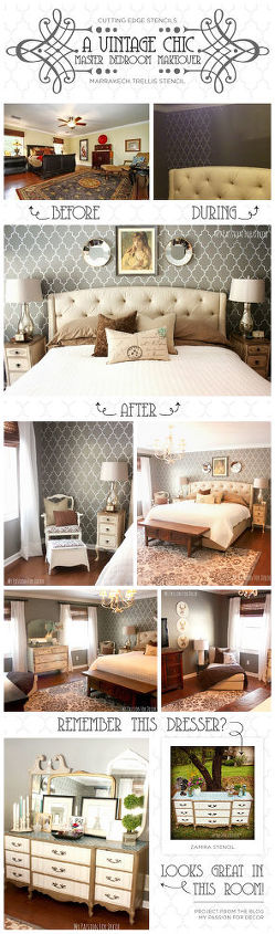 un cambio de imagen en el dormitorio principal de estilo vintage