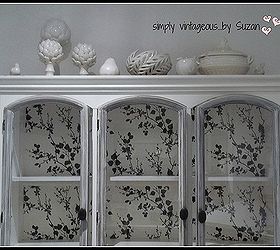 restoring a buffet hutch with wallpaper, painted furniture, repurposing upcycling