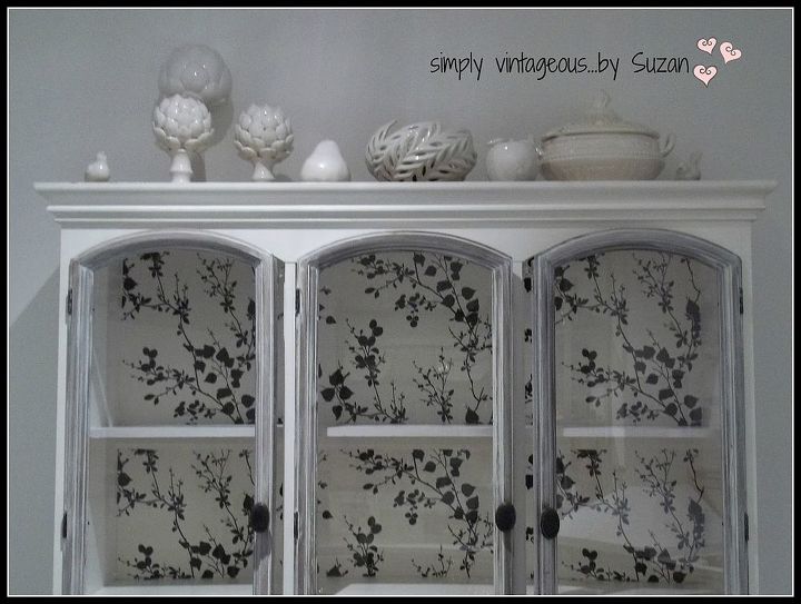 restoring a buffet hutch with wallpaper, painted furniture, repurposing upcycling