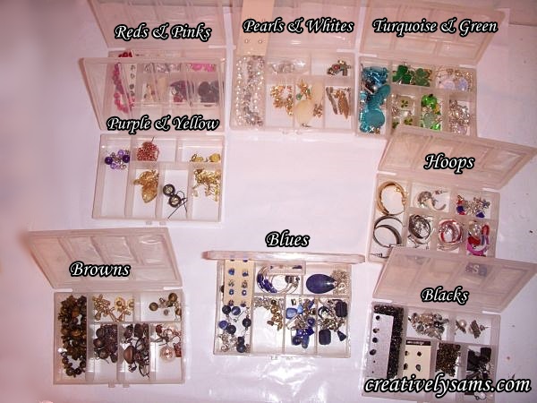 organizing earrings, crafts, organizing, storage ideas, All of my everyday earrings organized by colors