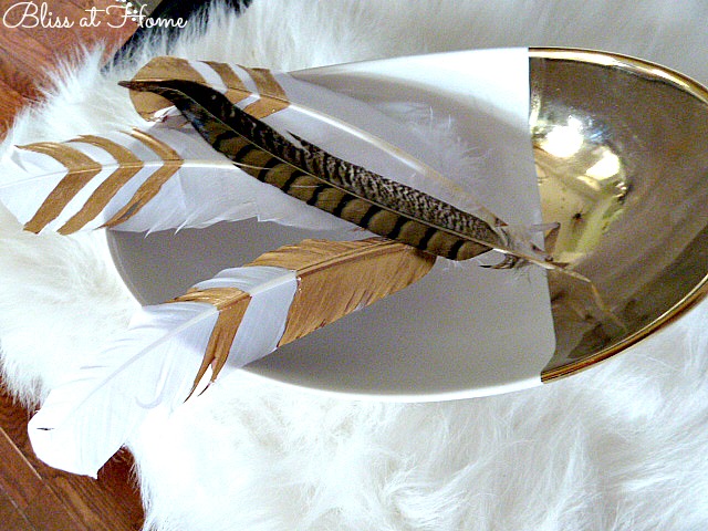 diy gold leaf feathers, crafts, I just painted arrow designs each a little different