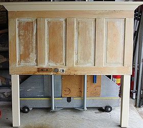 queen size old door headboard made on the light side, bedroom ideas, painted furniture, repurposing upcycling