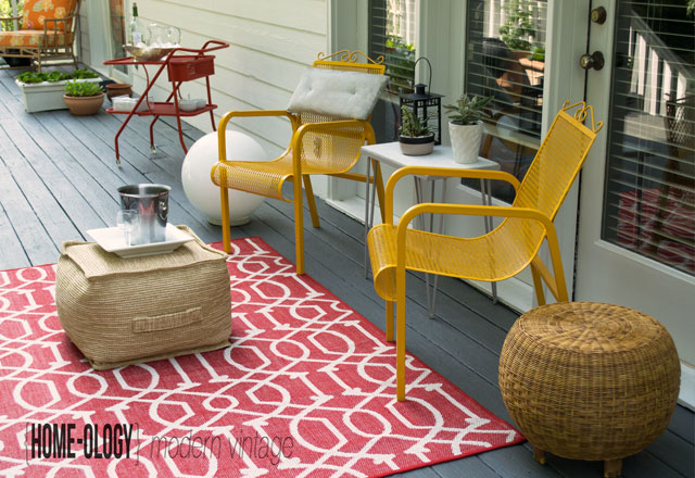 create a modern oudooor space using vintage furniture thrifted finds, decks, outdoor furniture, outdoor living, painted furniture, repurposing upcycling