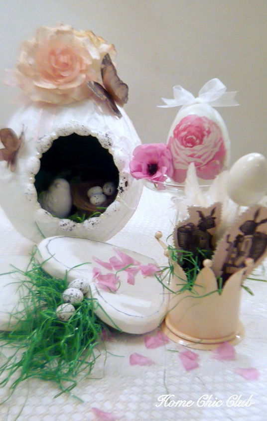 diy shabby paper mache easter egg and altered cheap egg, crafts, easter decorations, seasonal holiday decor