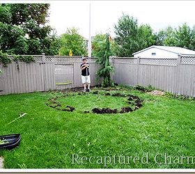 fire pit patio, outdoor living, patio, Cut a circle the size you want your patio and remove all grass and dirt to about 6 inches down minimum