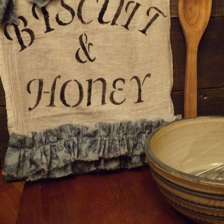 flour sack material into a farm house decorative towel, crafts, home decor, kitchen design, repurposing upcycling