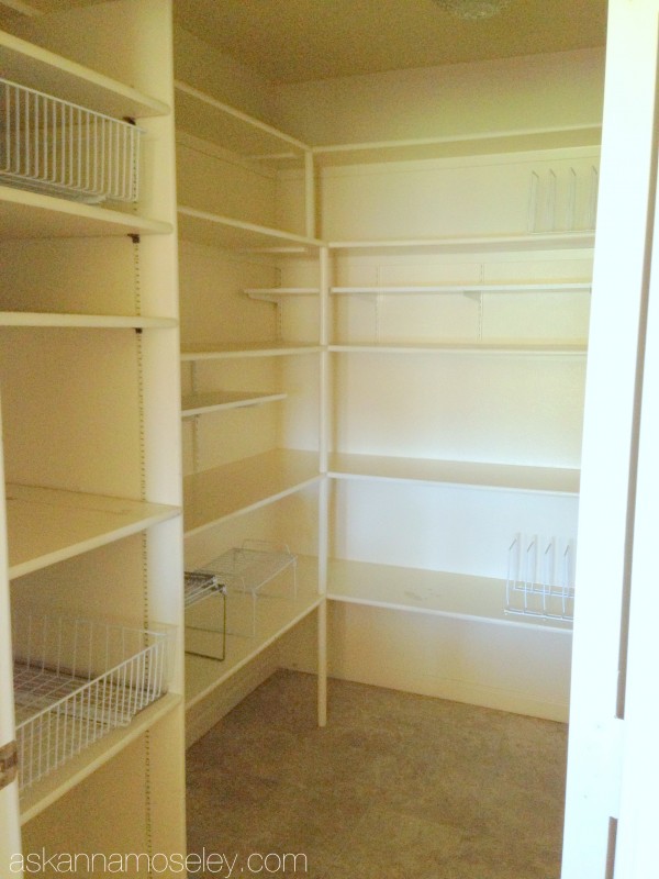 gray and white pantry makeover, closet, kitchen design, painting, Pantry when we moved in