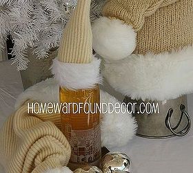 my burlap amp sweater santa hats for holiday 2012, christmas decorations, crafts, seasonal holiday decor, wreaths, bottle topper Santa Hats by Debi Ward Kennedy for HOMEWARDfoundDecor com 2012