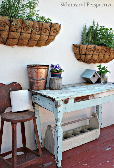 10 diy transformations, painted furniture, Potting Bench via Whimsical Perspective