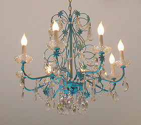 blue chandelier redo, home decor, lighting, After