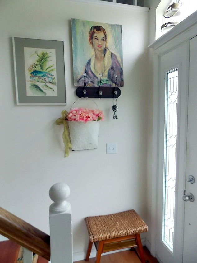 salvaging sentimental artwork, crafts, repurposing upcycling, Hanging on the wall