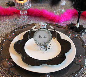 glam halloween charger plates and tablescape, crafts, halloween decorations, seasonal holiday decor