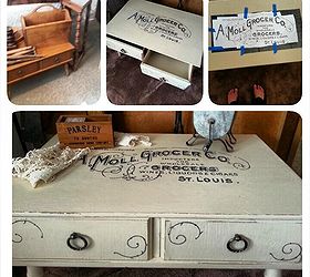 antique dresser upcycle, painted furniture, Another photo of a coffee table upcycled with more graphics from The Graphics Fairy