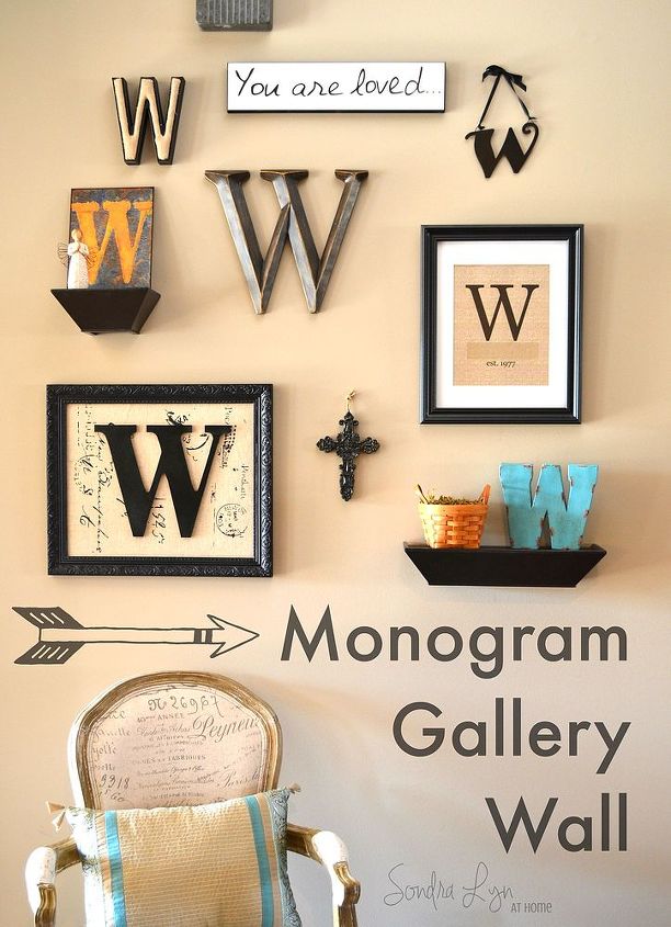 monogram gallery wall, home decor, wall decor