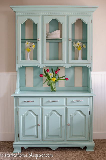 teal hutch, painted furniture