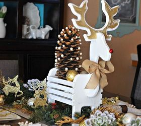 thrift store reindeer makeover christmas dining room table decor, christmas decorations, crafts, seasonal holiday decor