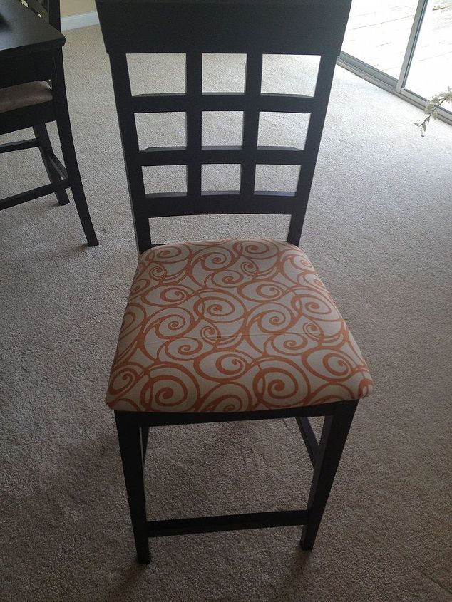 four new dining room chairs for less than 10 00 how to reupholster dining room, painted furniture, Dining Room Chair After