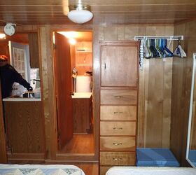 tiny lake cabin in the woods, Bedroom closet area