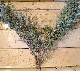 easy breezy valentine evergreen heart, crafts, seasonal holiday decor, valentines day ideas, Tied together to form a V