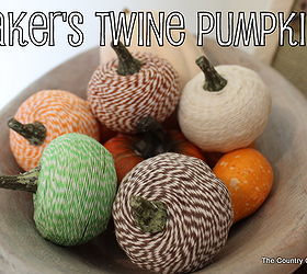 baker s twine pumpkins, crafts, decoupage, seasonal holiday decor, Completed baker s twine pumpkins in a bowl for display Learn how to make them here