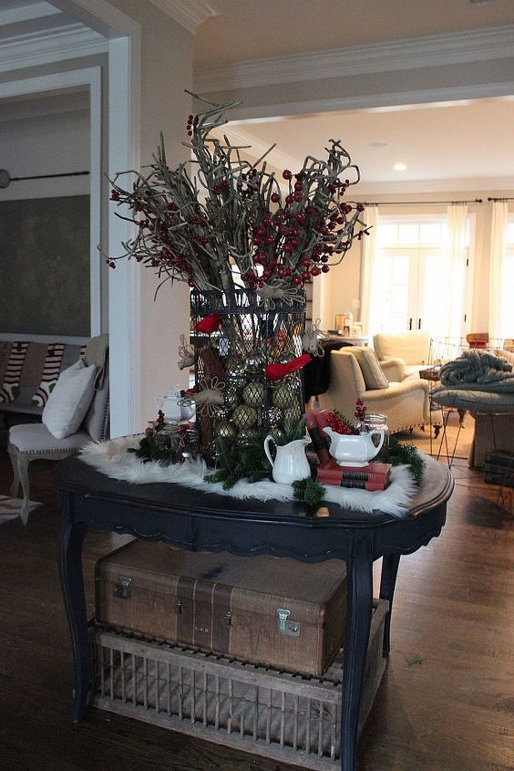 christmas decor for the foyer blue egg brown nest, christmas decorations, foyer, seasonal holiday decor