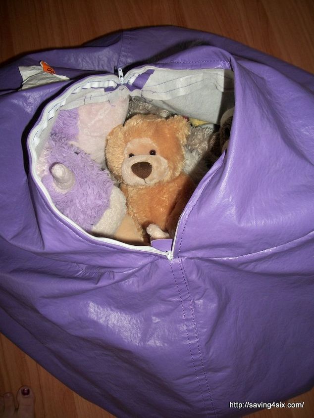 stuffed animal storage, bedroom ideas, cleaning tips, Fill the bean bag chair with stuffed animals