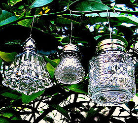 crystal ornaments made from vintage salt shakers, christmas decorations, repurposing upcycling, seasonal holiday decor, The small ones are light enough to hang on most trees Aren t they glitzy And the variety of shakers is endless To hang thread the bottom curve of a wire ornament hanger through two of the holes in the lid