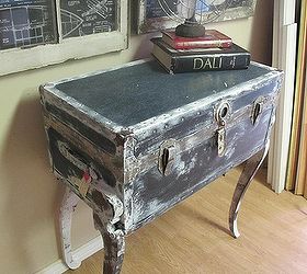 what are those fabulous legs you ask the knock knee trunk table, home decor, repurposing upcycling, Her side shot Pop by our facebook page at and see more
