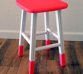 diy chevron stenciled color blocked stool, painted furniture, Before Stencil Added