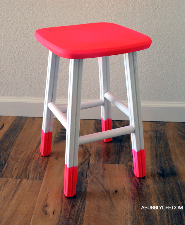 diy chevron stenciled color blocked stool, painted furniture, Before Stencil Added