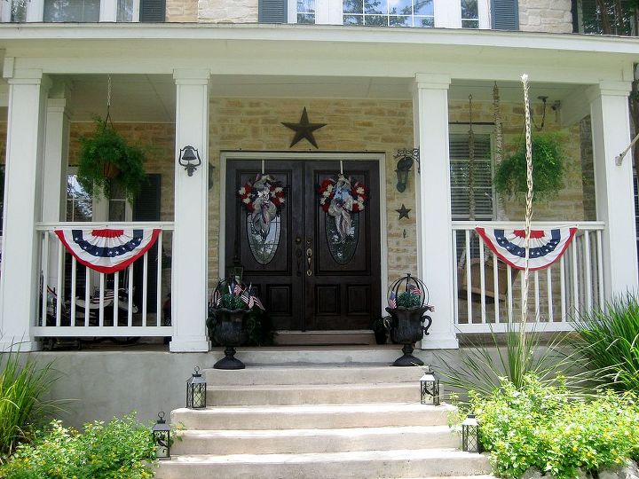 a patriotic porch, curb appeal, patriotic decor ideas, porches, seasonal holiday decor, wreaths, A bit closer to the door