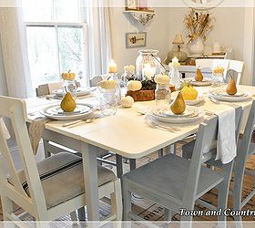 natural elements create a thanksgiving table option two, seasonal holiday d cor, thanksgiving decorations, Napkins are hung on backs of chairs at this fall tablescape for Thanksgiving