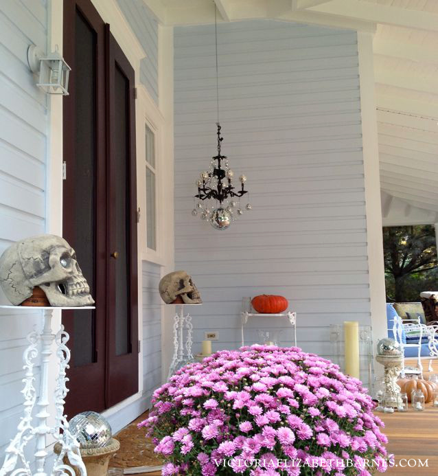 our victorian front porch decorated for halloween a diy chandelier, halloween decorations, porches, seasonal holiday decor, The front porch used to have an orange roof Before pics