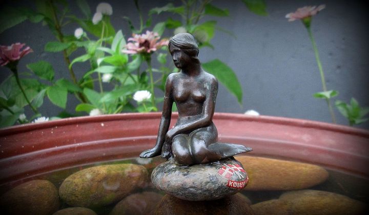 a lil mermaid in my birdbath, gardening, outdoor living