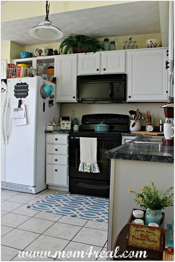 completely change the look of your kitchen with a little paint, home decor, kitchen backsplash, kitchen design, White with aqua accents