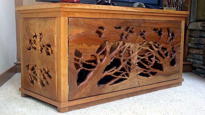heistand designs and woodwork, products, woodworking projects, A carved cherry media chest