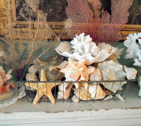 summer mantle, home decor, Corral like items in a vintage wire basket for an even bigger statement