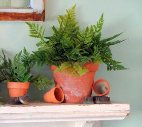 spring fern mantlescape, fireplaces mantels, home decor