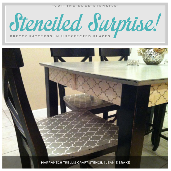 stenciled surprise pretty patterns in unexpected places, painted furniture